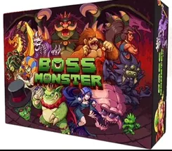 Board game box for 'Boss Monster' with colorful illustrations of characters and monsters.
